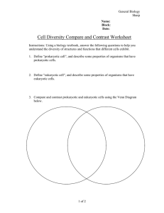 Cell Diversity Compare and Contrast Worksheet