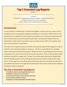 SANS Top 5 Essential Log Reports