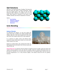 Salt Solutions Ionic Bonding