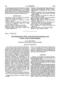 The Endogenous Citric Acid-Cycle Intermediates and Amino Acids