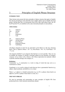 3 Principles of English Phrase Structure