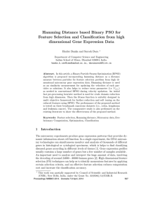 Hamming Distance based Binary PSO for Feature Selection and