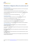 Worksheet : Magnetic effects of current class 10