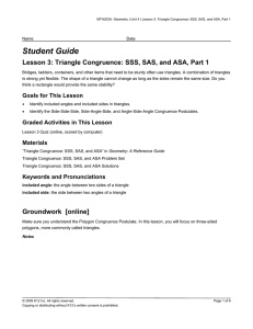 Triangle Congruence: SSS, SAS, and ASA, Part 1