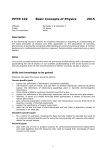 PHYS 102 Basic Concepts of Physics 2015