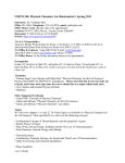 CHEM 340: Physical Chemistry for Biochemists I, Spring 2011