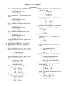 Chemistry Final Exam Review 2006-2007