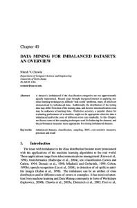 Chapter 40 DATA MINING FOR IMBALANCED DATASETS: AN