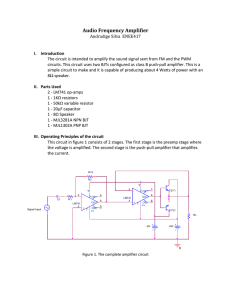 Audio Frequency Amplifier Andradige Silva ENEE417 Introduction