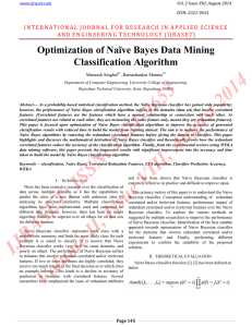 Optimization of Naïve Bayes Data Mining Classification Algorithm