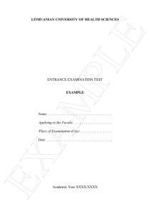 Entrance Examination Test Example