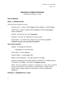 Summary of Basic Grammar - Long Beach City College