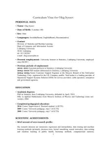 Curriculum Vitae for Oleg Sysoev