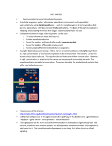 UNIT 6 NOTES Communication Between Unicellular Organisms