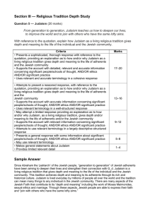 Section III — Religious Tradition Depth Study Question 5 — Judaism