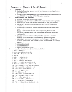 Geometry - Chapter 2 Day #1 Proofs