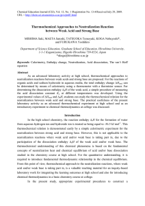 Thermochemical Approaches to Neutralization Reactions between