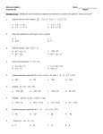 Advanced Algebra Name: Formative #1 Hegner Multiple Choice