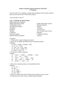 Chemistry Final Exam Review 2006-2007