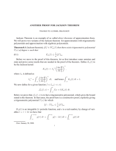 ANOTHER PROOF FOR JACKSON THEOREM Jackson Theorem is