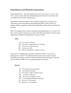 Prepositions and Idiomatic Expressions