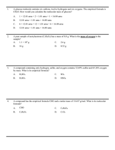 1. A glucose molecule contains six carbons, twelve hydrogens and