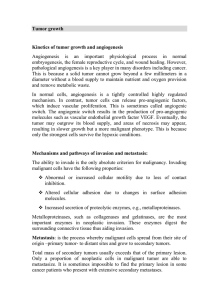 Tumor growth Kinetics of tumor growth and angiogenesis