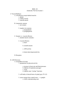 BIOL 241 Autonomic Nervous System 1 I. Visceral Reflexes A. All