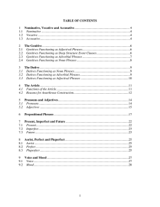 1 TABLE OF CONTENTS 1 Nominative, Vocative and Accusative