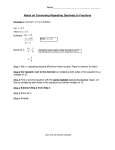 Converting Repeating Decimals to Fractions Notes