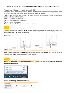 How to setup the router for Static IP internet connection mode