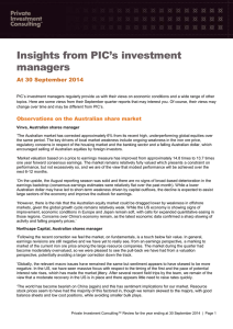 Insights from PIC`s investment managers At 30 September 2014