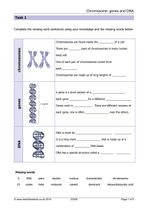 Chromosome, genes and DNA Task 1 chromos