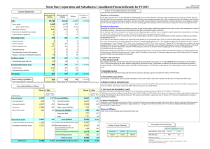 Metal One Corporation and Subsidiaries Consolidated Financial