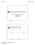 Ohm`s Law Example Solutions Important Formulae