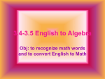 3.4-3.5 English to Algebra