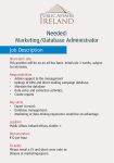 Needed: Marketing/Database Administrator