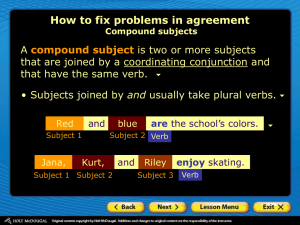 How to fix problems in agreement Compound subjects