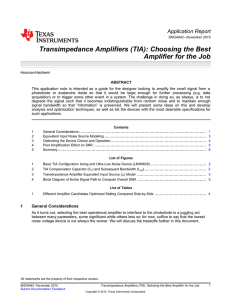 Transimpedance Amplifiers (TIA)