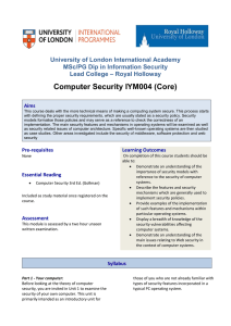 Computer security - University of London International Programmes