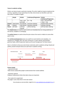 Tenses in academic writing Writers use tenses to give a particular