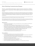 Job Spec Senior Marketing Communications Manager