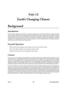 Unit 12 Earth`s Changing Climate Background