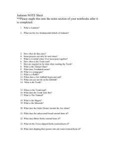 Judaism Answer NOTE Sheet