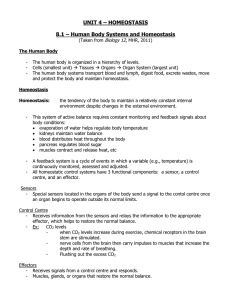 UNIT 4 – HOMEOSTASIS 8.1 – Human Body Systems and H