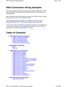 ADO Connection String Samples