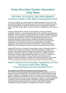 NATIONAL ACCOUNTS: 2002 - Korea Financial Investment