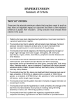 HYPERTENSION Summary of Criteria "MUST DO" CRITERIA These