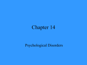 Chapter 14: Psychological Disorders