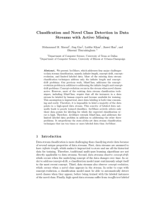 Classification and Novel Class Detection in Data